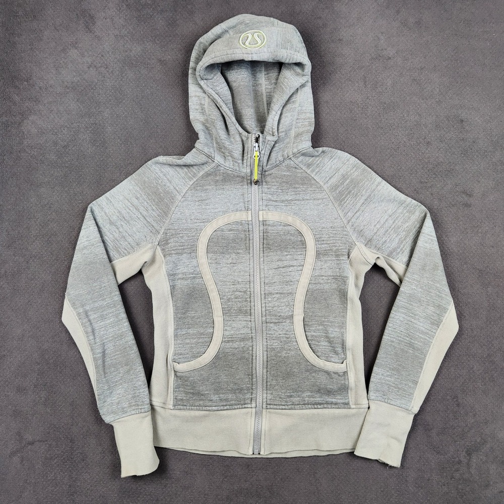 Lululemon Scuba Hoodie II Womens 6 Gray Heathered Full Zip Sweatshirt Thumbholes